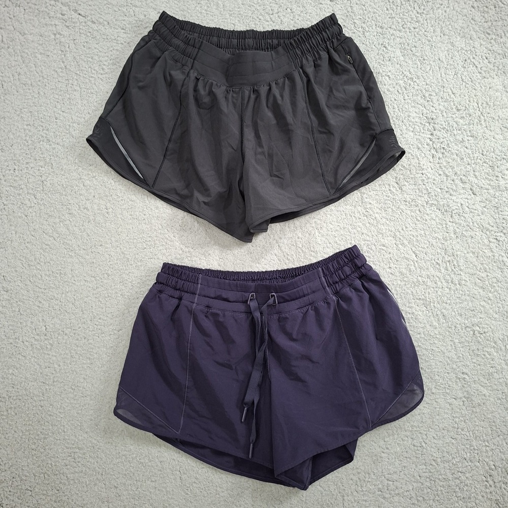 Lot 2 Lululemon Hotty Hot High Rise Short 2.5 4 Lined Size 8 Black Eggplant